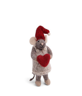 Day and Age Small Grey Girly Mouse with Heart